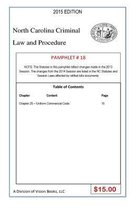 North Carolina Criminal Law and Procedure-Pamphlet 18