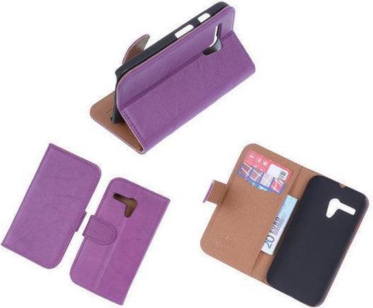 BestCases Lila Luxe Echt Lederen Booktype Hoesje Motorola Moto G