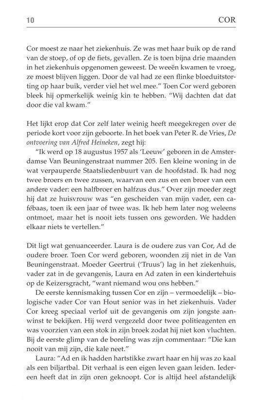 Pagina 10 uit het boek 'Cor' met tekst over het levensverhaal van Cor.