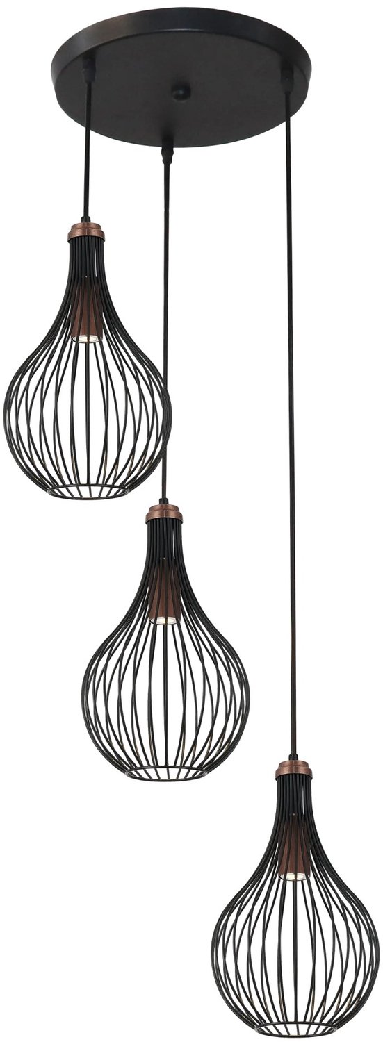 Gita hanglamp uit de Deco-collectie, 3 lichtpunten, bronskleurige afwerking, lichtbron niet inbegrepen