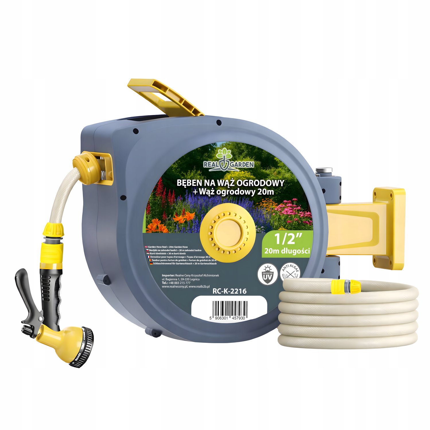 Automatische Tuinslanghaspel Wandmontage 1/2" 20m