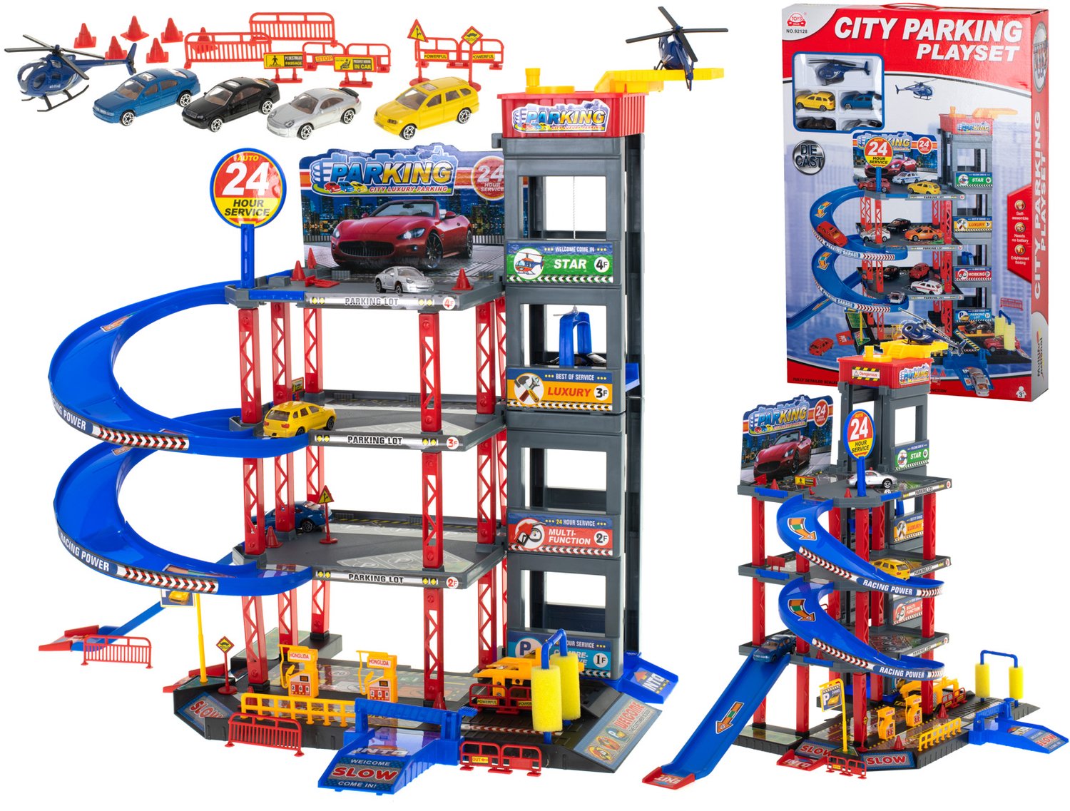 Grote Speelgoed Garage met Lift, Wasstraat en 4 Niveaus