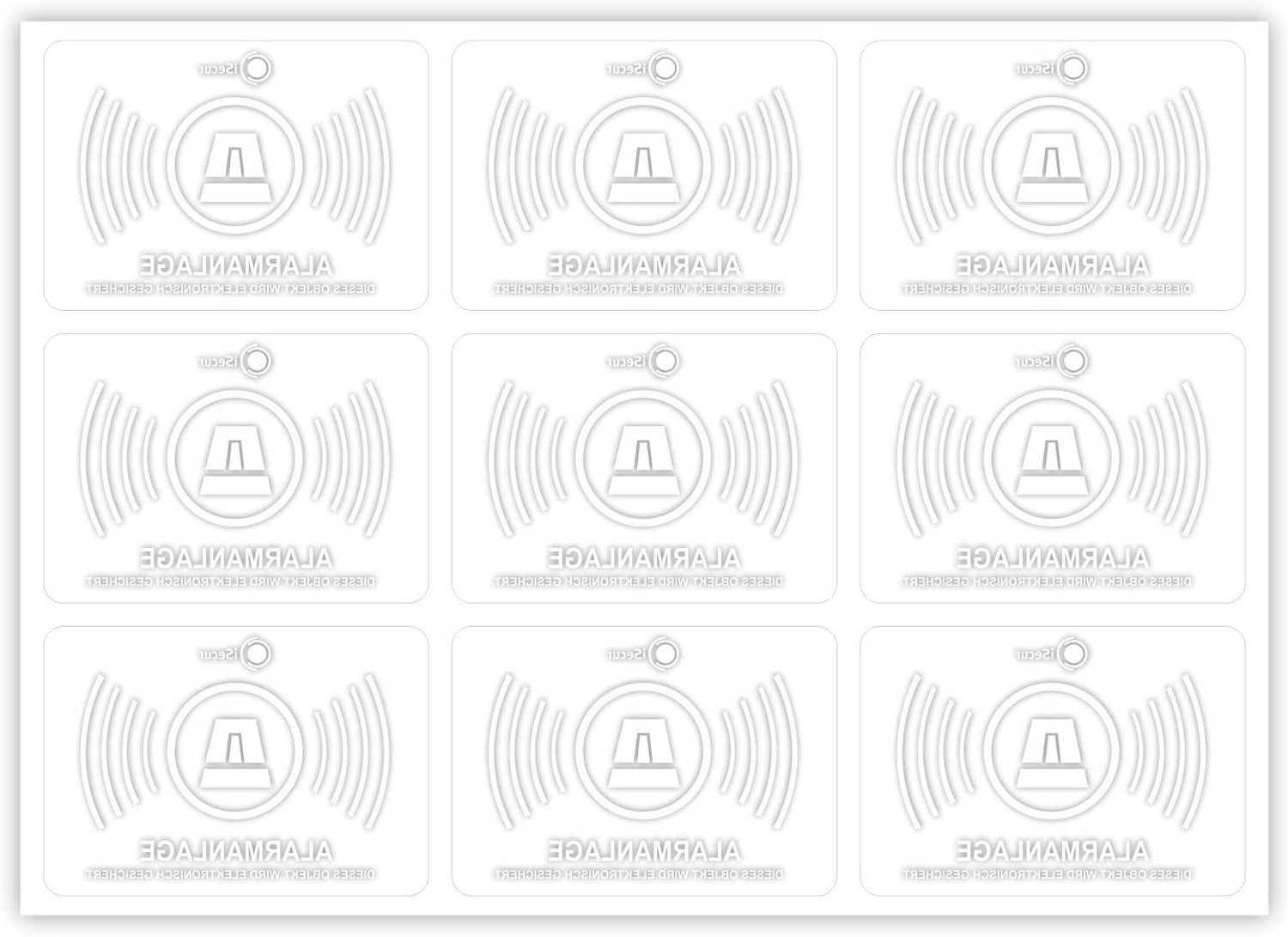 Sticker set Alarm system, transparent I 5 x 3,5 cm 9 Stück innenklebend transparent - ShopVlot