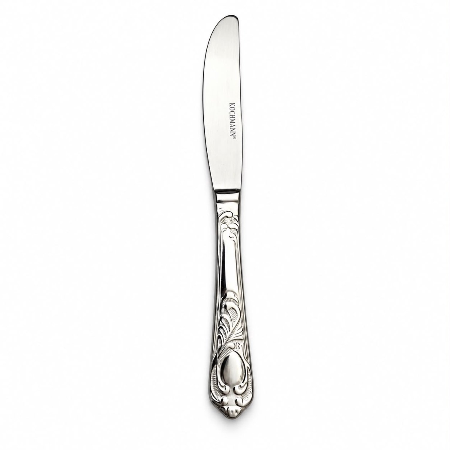 Kochmann Tafelmessen 6-Persoons – Set van 6 RVS Tafelmessen – Extra Stevig Bestek met Dikke Stalen Steel – Klassiek Sierlijk Design – Vaatwasserbestendig – Zilverkleurig Tafelbestek voor Ontbijt, Lunch & Diner