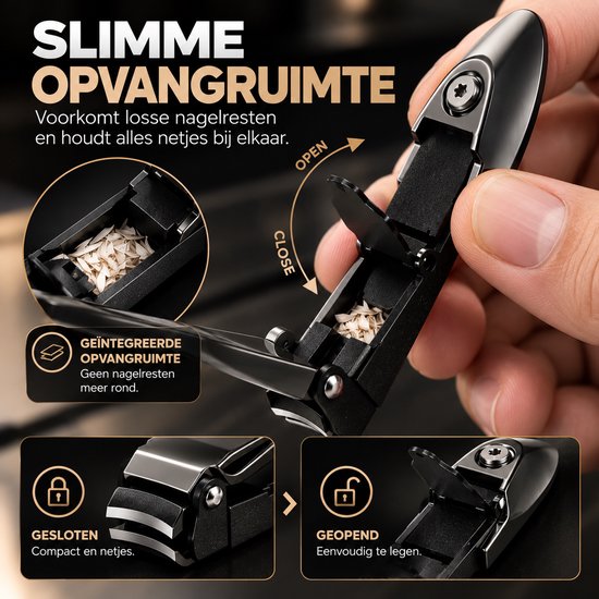 Christian Deluxe® Premium Nagelknipper met Opvangbakje – Voor Dikke Nagels & Teennagels – Nagelknipper met Stalen Vijl – Manicure & Pedicure Set — afbeelding 3