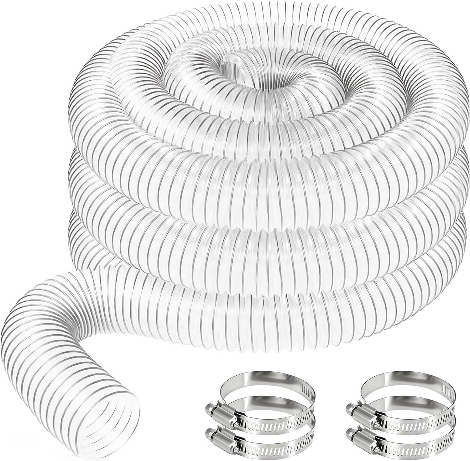 50mm Transparent PVC Dust Collector Hose, Vacuum Hose, Exhaust Hose, Universal PVC Tube, Transparent Spiral Hose for - ShopVlot