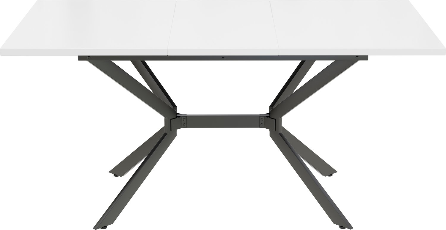 SONNENH Uitschuifbare eettafel met metalen X-poten - 120–160 x 80 x 75 cm - Wit en zwart