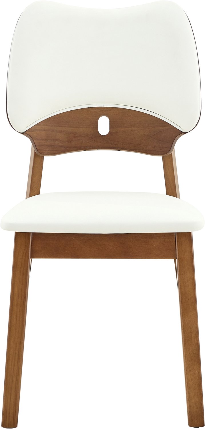 SONNENH Eetkamerstoelen set van 2 met vlindervormige rug en houten frame - Kunstleer - Wit