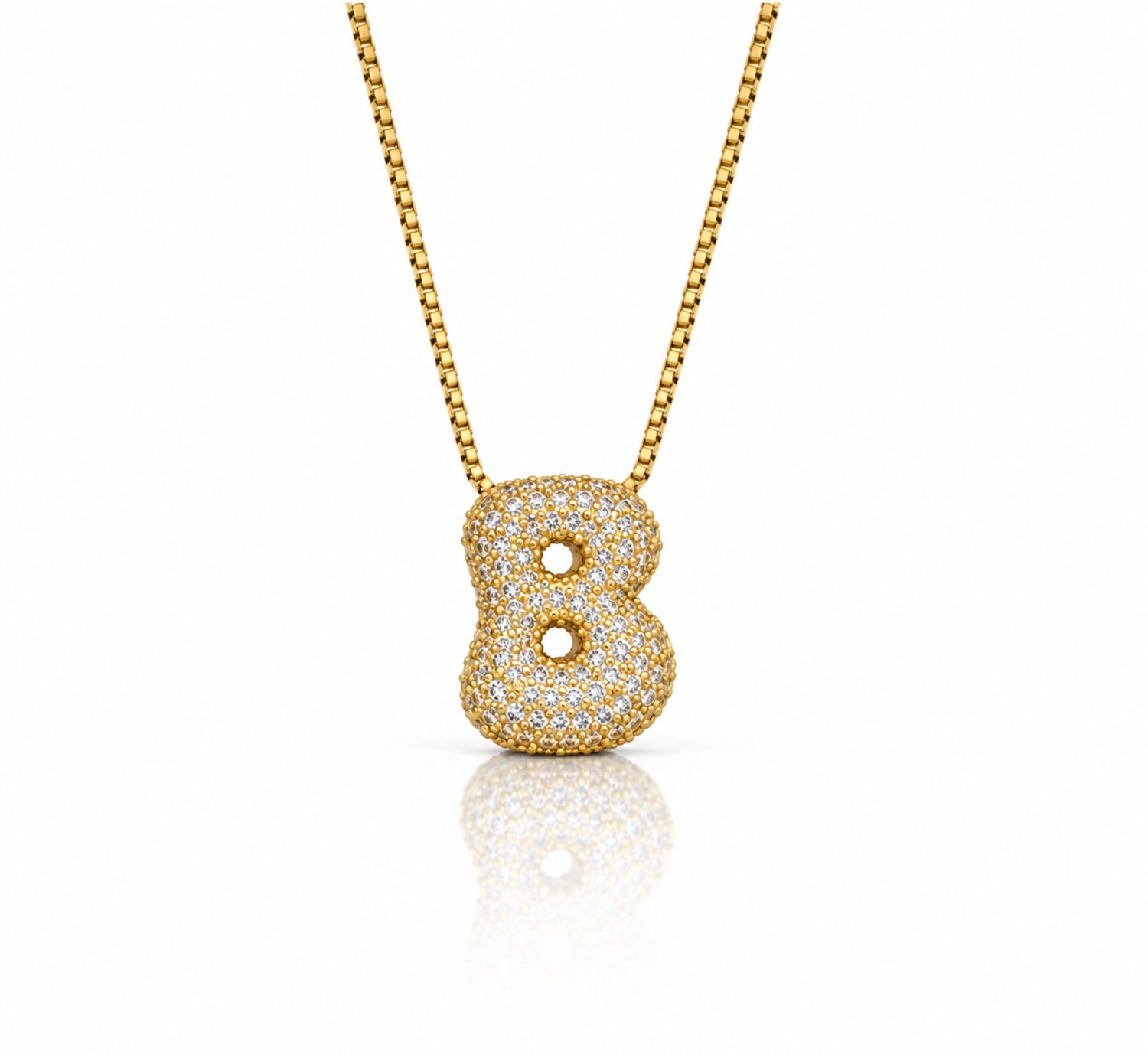 Maevi® Letter Ketting - Letter: B - Glitter Letterketting - Zirkonia Ketting - Lengte: 40 cm - Inclusief Luxe Verpakking - 18K Verguld Goud - Gouden ketting / Gouden letter - Hoge Kwaliteit - Luxe Ketting - Cadeau voor Vrouw / Dames / Moeder / Mama