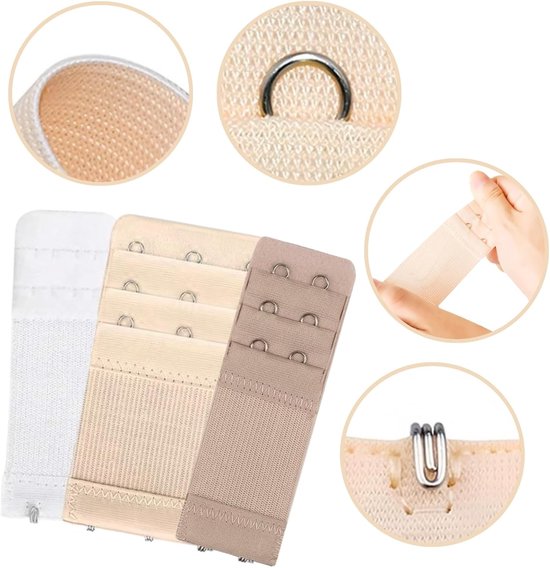 Pack van 20 Bh-verlengstukken met 2 en 3 haken, verstelbare bh-bandjes voor dagelijks gebruik, diverse combinaties en antislip sluitingen voor dames en meisjes — afbeelding 2