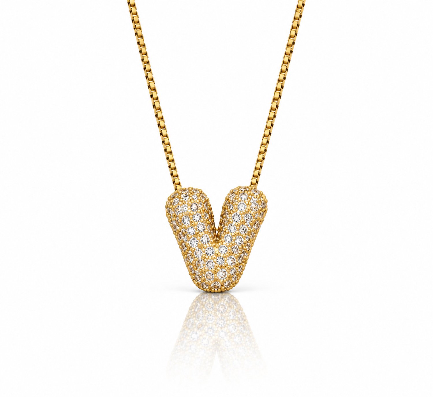 Maevi® Letter Ketting - Letter: V - Glitter Letterketting - Zirkonia Ketting - Lengte: 40 cm - Inclusief Luxe Verpakking - 18K Verguld Goud - Gouden ketting / Gouden letter - Hoge Kwaliteit - Luxe Ketting - Cadeau voor Vrouw / Dames / Moeder / Mama