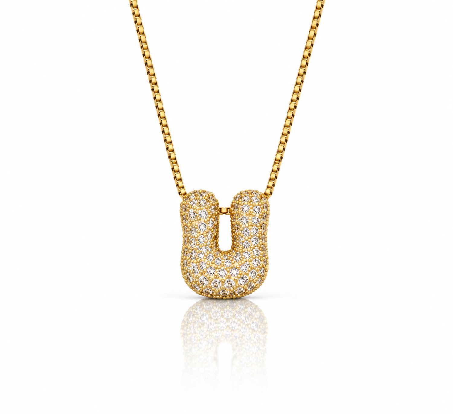 Maevi® Letter Ketting - Letter: U - Glitter Letterketting - Zirkonia Ketting - Lengte: 40 cm - Inclusief Luxe Verpakking - 18K Verguld Goud - Gouden ketting / Gouden letter - Hoge Kwaliteit - Luxe Ketting - Cadeau voor Vrouw / Dames / Moeder / Mama