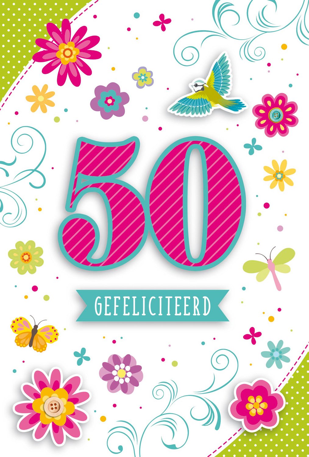 Luxe 3D Verjaardagskaart 50 Jaar Vrouw - Leeftijdskaart 50 Jaar- Wenskaart 50 Jaar - Gefeliciteerd 50 Jaar