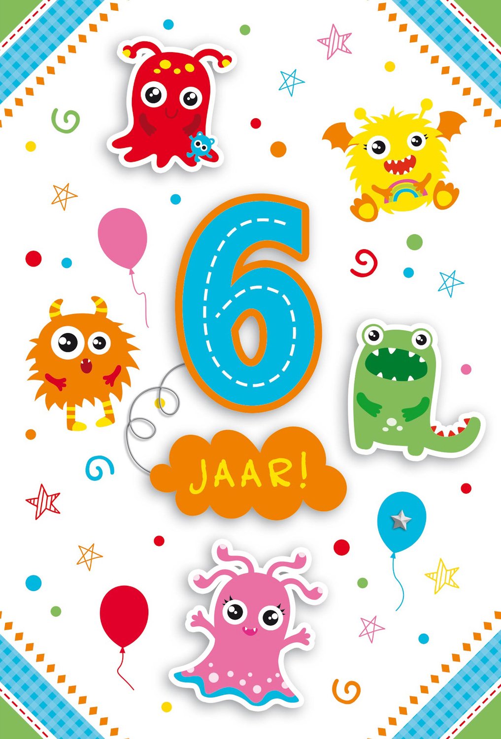 Luxe 3D Verjaardagskaart 6 Jaar - Leeftijdskaart 6 Jaar- Wenskaart 6 Jaar - Gefeliciteerd 6 Jaar