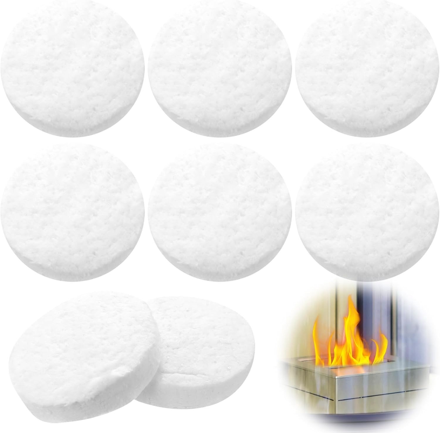 6 Stuks Keramische Wol voor Bio-ethanol Tafelhaarden, Ronde Spons voor Binnenverwarming en Gelhaarden (85x85x20mm)