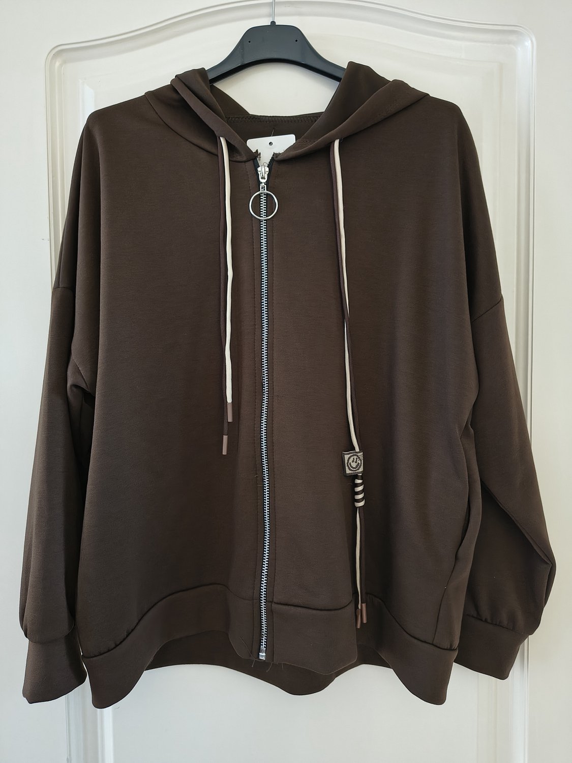 Sportief chique dames set Lotta-effen donker bruin-huispak-Maat M/L