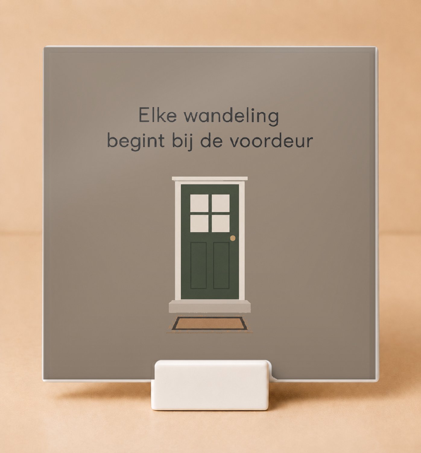 Bedruk King Strakke minimalistische De winterwandelaar Tegel – Inspirerende wanddecoratie voor natuurliefhebbers en wandelaars - 11 x 11 cm met houder Wit