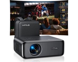 Wimius - Beamer - Projector Beamer - Projector 4k - 1080P - Automatische focus - met WiFi 6 en Bluetooth 5.2 - 600ANSI - Buiten- en thuisprojector - Zwart