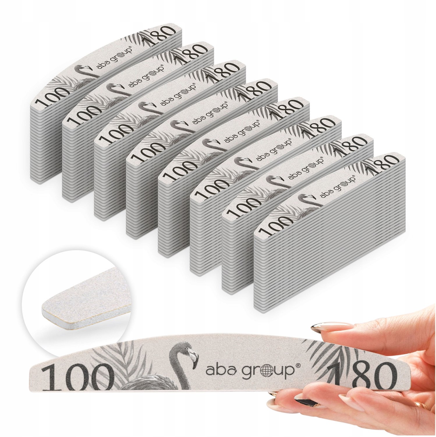 Aba Group Nagelvijlen 100/180 Slim, Set van 200 stuks, Bananenmodel