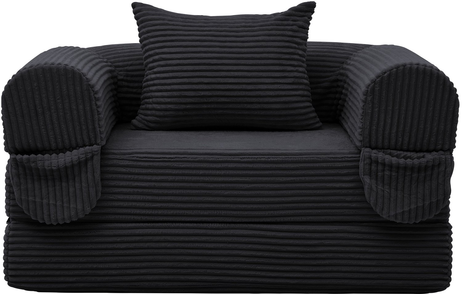 SONNENH Uitklapbare 1-zits slaapbank - Ribstof - 120 cm breed - Zwart