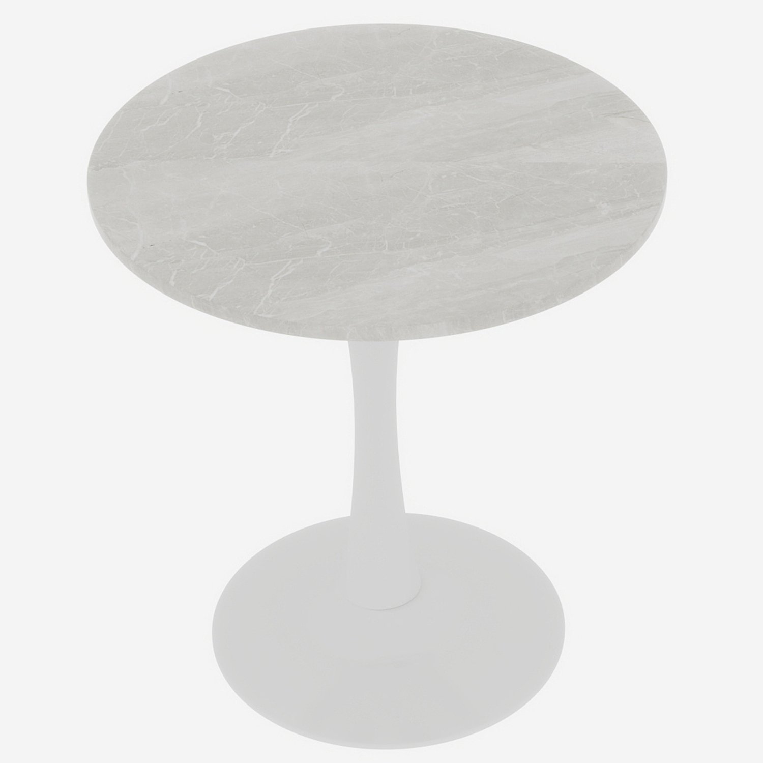 SONNENH Ronde eettafel - Kunstmarmer blad en wit onderstel - Ø 70 cm - 72 cm hoog