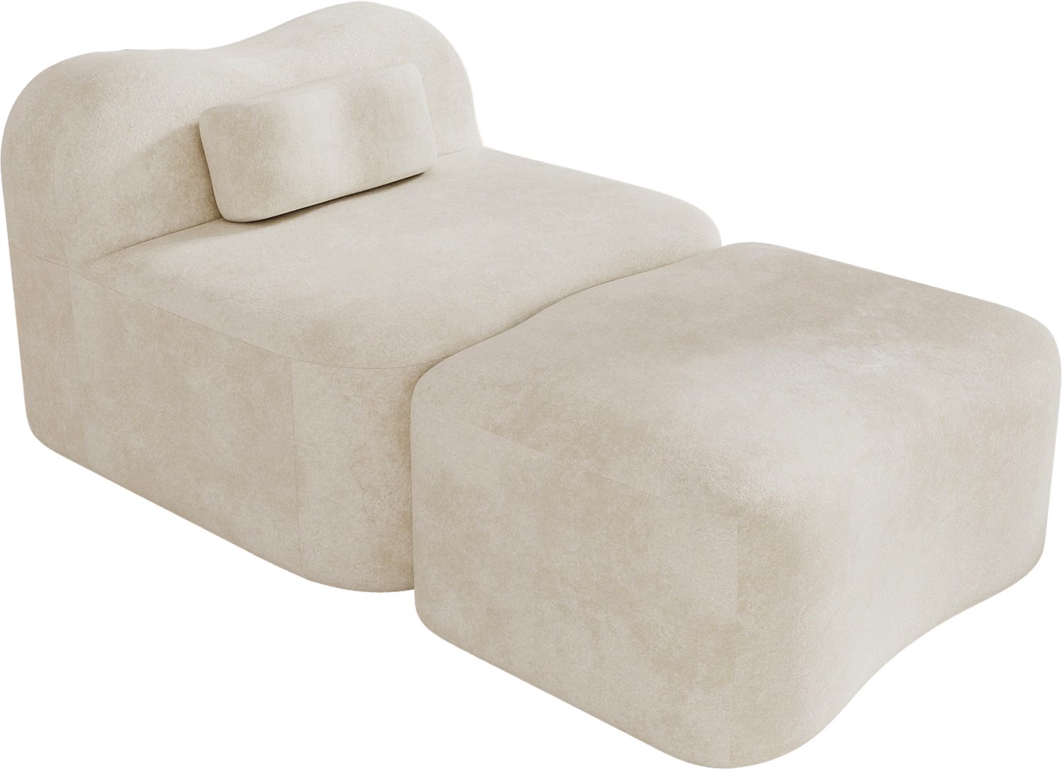 SONNENH Modulaire 1-zitsbank met ottoman - Fluweel - 96 x 167 cm - Beige