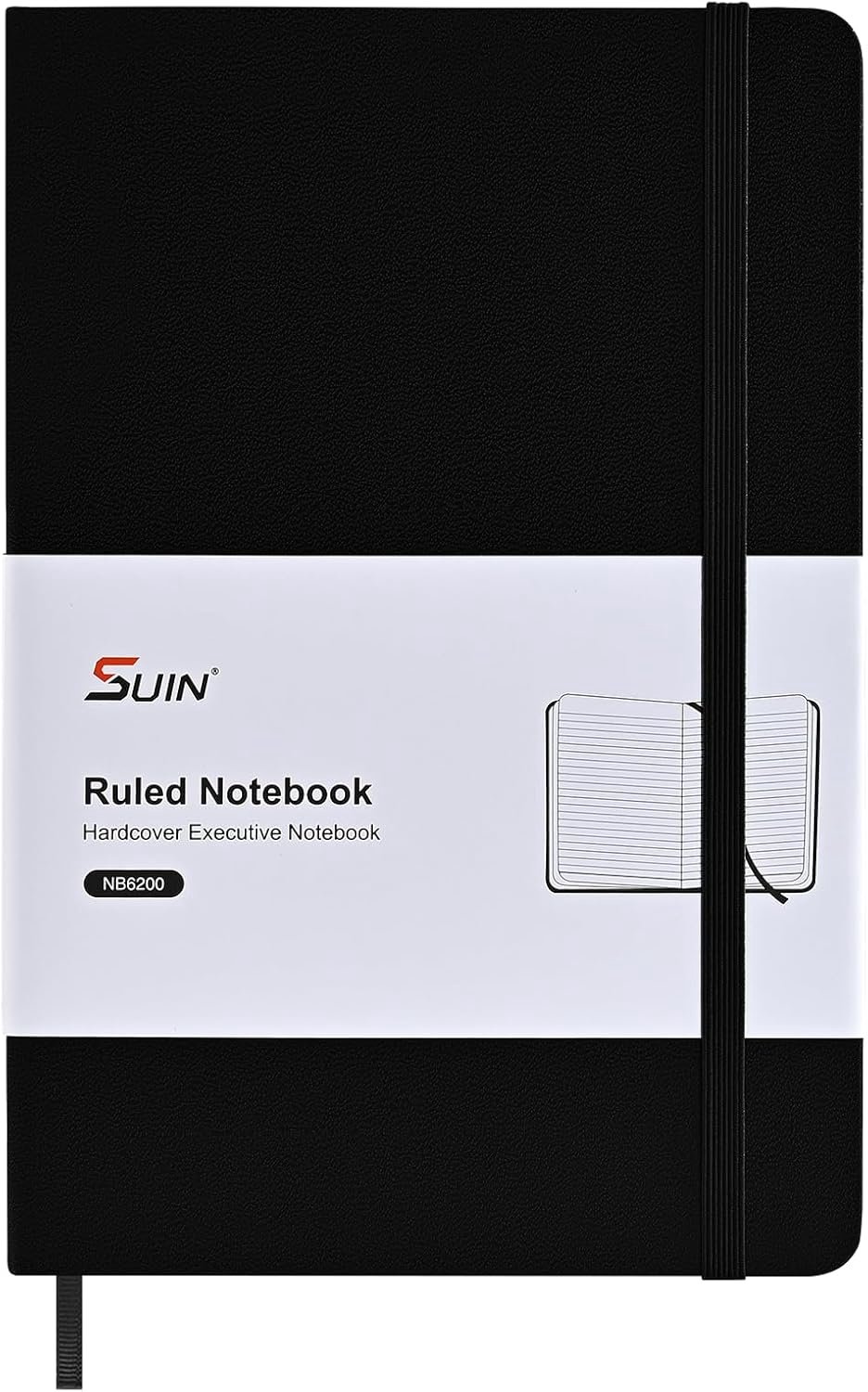 SnelShoppen - A5 Notitieboek Hard Cover voor Werk, 100gsm Papier, Faux Leer, 192 Pagina's, Zwart, Ideaal voor School en Notities
