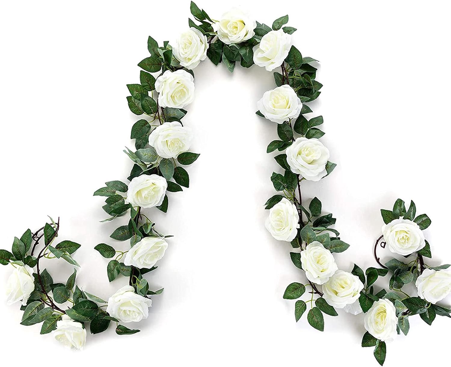Dailygoods - Kunstbloemslinger - Nep bloemen decoratie - Bruiloft decoratie - Tuin decoratie - 2 stuks 8ft opknoping