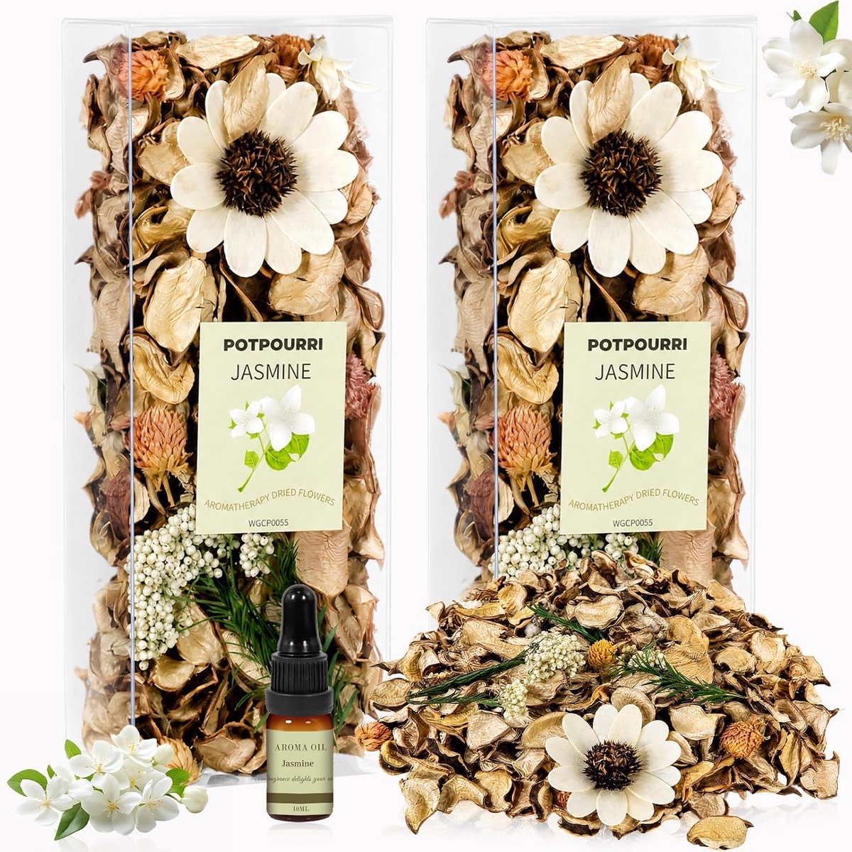 Potpourri Jasmijn 240 g - gedroogde bloemen - bloemige geur - sfeervolle decoratie - ShopVlot