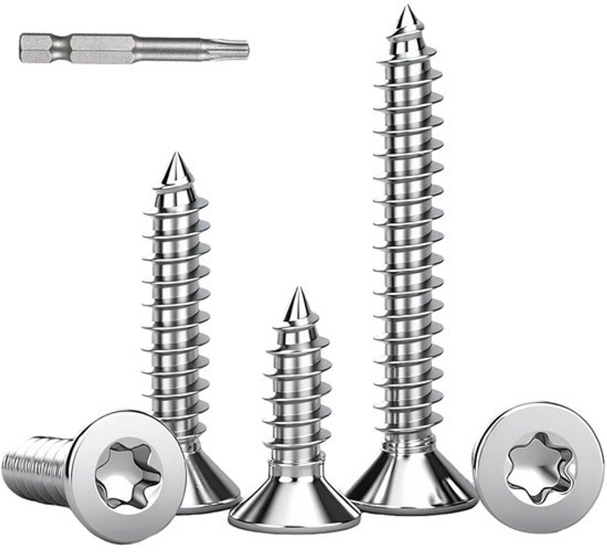 50x M6x50mm Verzonken Platkop Schroeven RVS A2 Torx Houtbevestiging