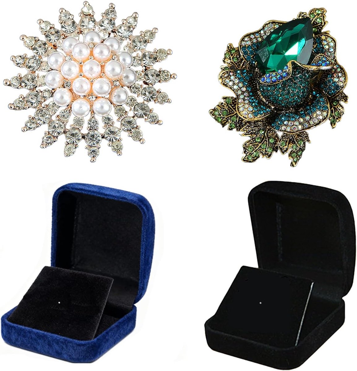 2 Stukken Vrouwen Broche Set, Kleurrijke Crystal Pin Broche, Wordt geleverd in een bijpassende geschenkdoos voor kledingdecoratie, Verjaardagscadeau