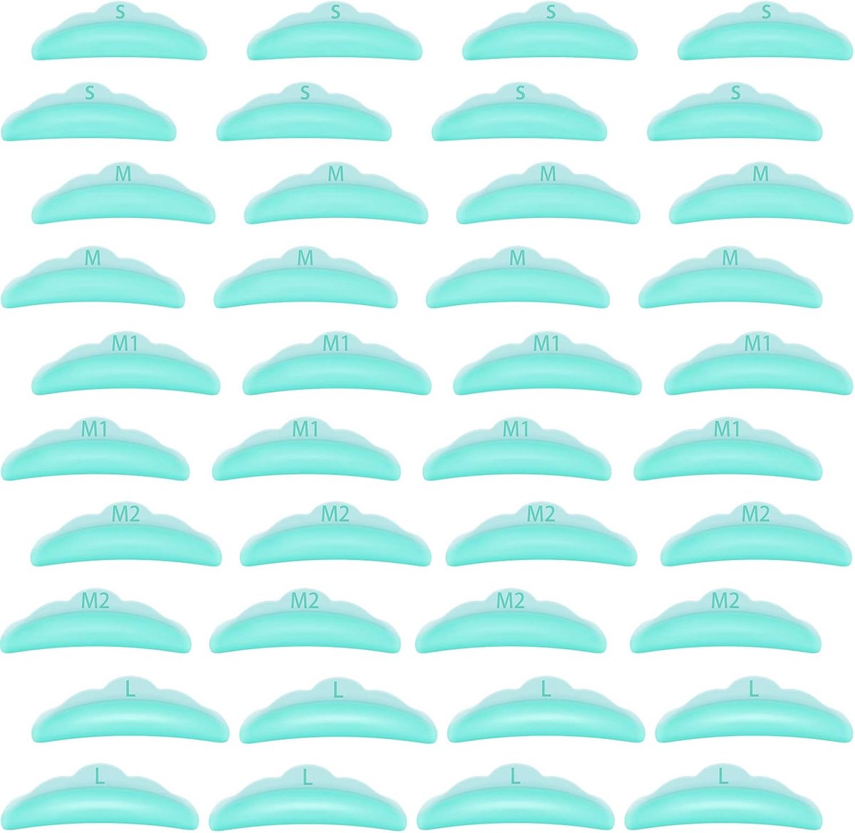 40 stuks wimperpermanent, krultang, permanent, herbruikbare wimperpermanent, siliconen pads, 5 maten, wimperliftstaven, make-up-beautygereedschap voor verschillende lengtes, wimpers tillen, groen