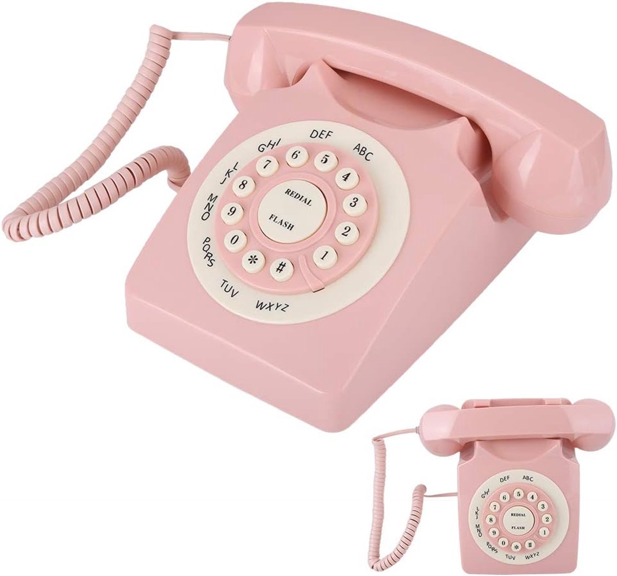 Vintage Vaste Vaste Telefoon in Europese Stijl in Roze - Hoge Definitie Gesprekskwaliteit Antieke Telefoon voor Thuis of op Kantoor