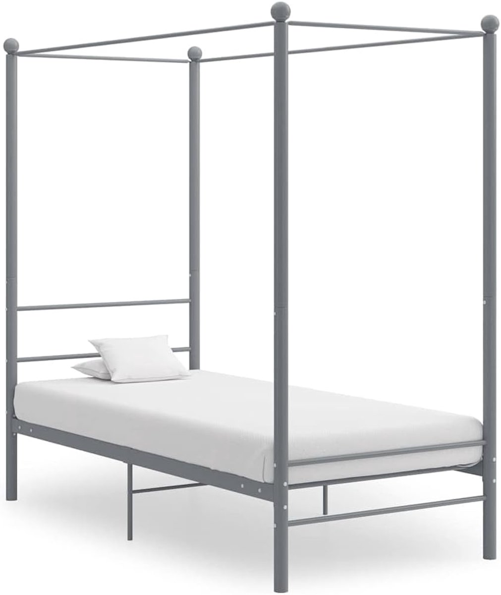 Metaal Gordijnophangframe Stalen hemelbed Grijs 90x200 cm