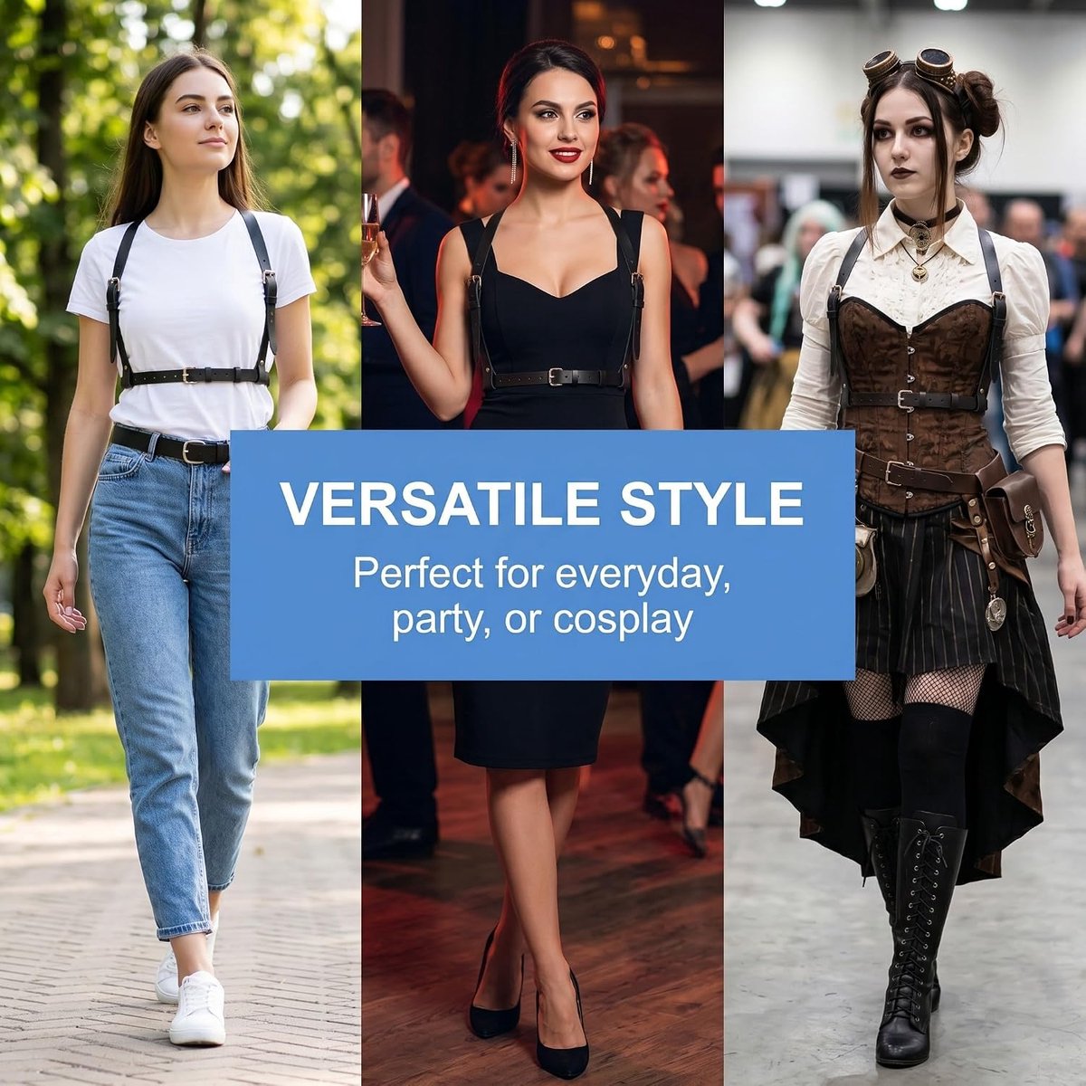 1 stuks borstgordel in punkstijl, harnas, harnas voor dames, bovenlichaam, verstelbare lichaamsketting, modieuze kleding, voor cosplay, uniseks
