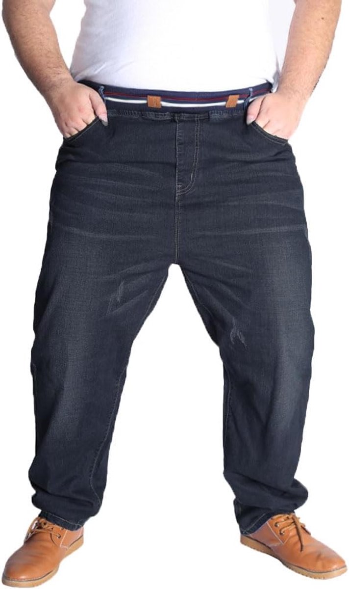 Herenbroek van elastische denim jeans met hoge taille met trekkoord