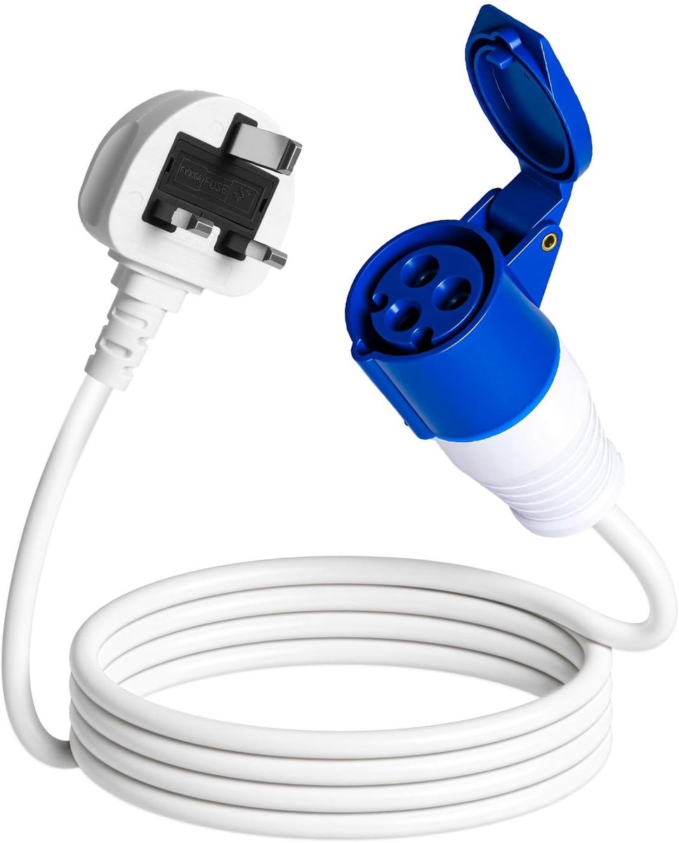 2 m Cee adapter, verlengkabel, CEE-kabel, koppeling naar Schuko-stekker, 16 A, 250 V, H07RN-F 3G1, camping, IP44-kabel voor camping en camper, outdoor (Britse stekker)