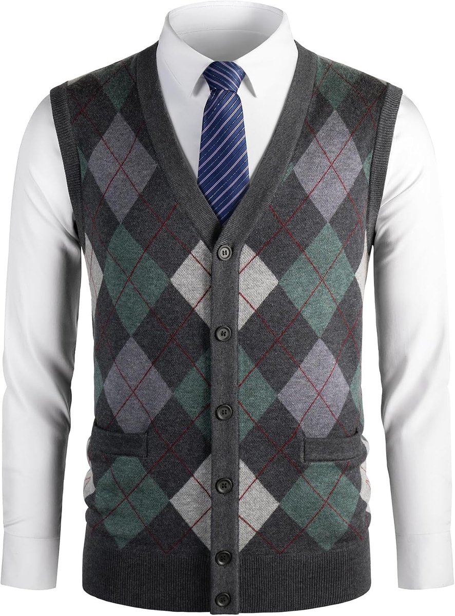 Argyle trui, vesten, klassieke V-hals, gebreide mouwloze trui, herfst, winter, warme tanktops