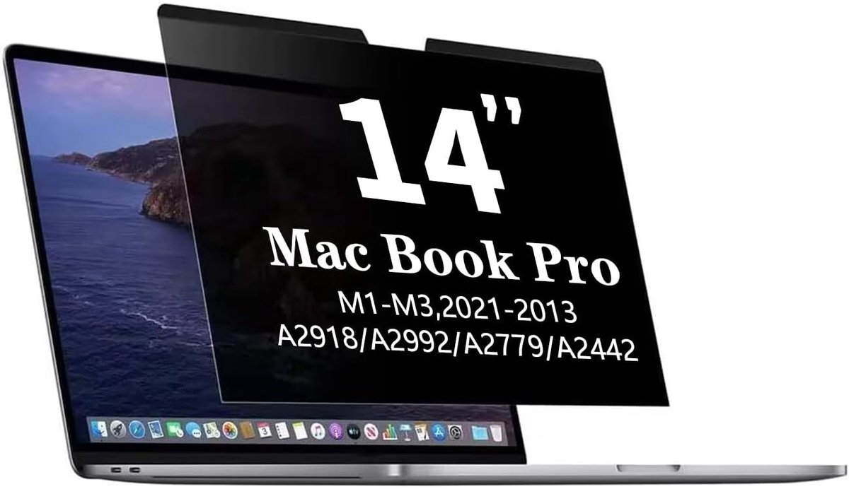 Privacyscherm voor MacBook Pro 14 inch laptop (2021-2023, M1, M2, Pro, Max) - Privacybeschermingsfolie, anti-blauw licht verblindingsfilter, schermbeschermer