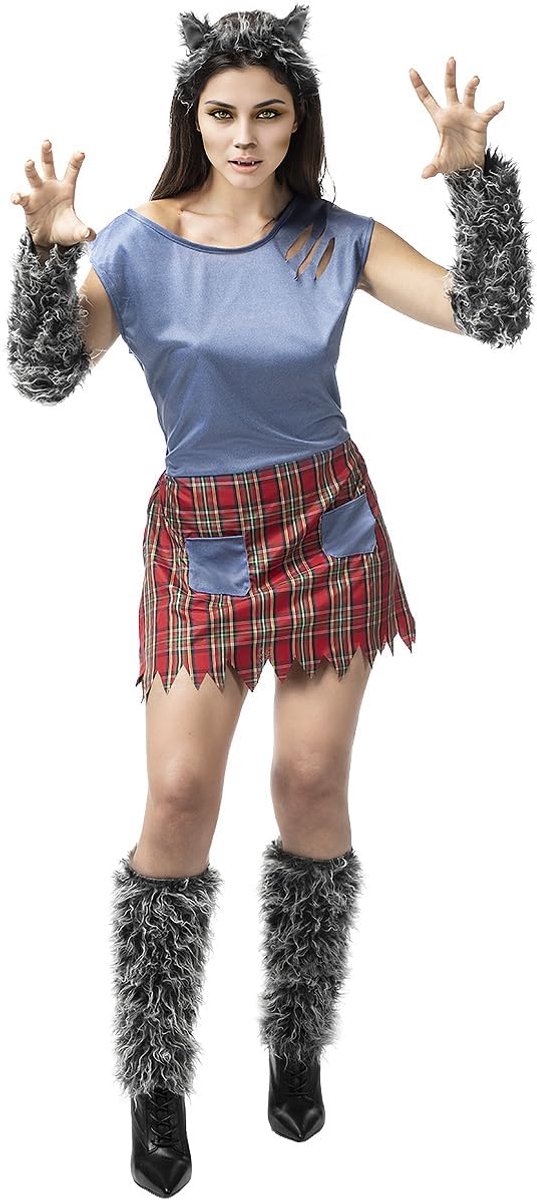 | Weerwolf Kostuum voor vrouwen Horror, Weerwolf, Boze Wolf, Halloween - Kostuum voor Volwassenen Accessoire verkleedkleding en rekwisieten voor Halloween, carnaval & feesten - Bruin