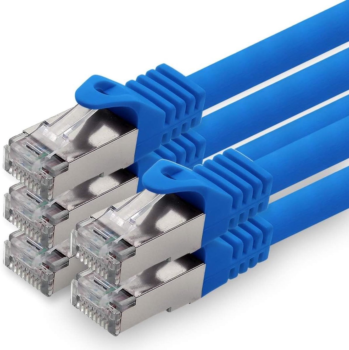 1aTTack.de 2m CAT7 LAN-netwerkkabel RJ45 10 Gigabit, 5 stuks - blauw