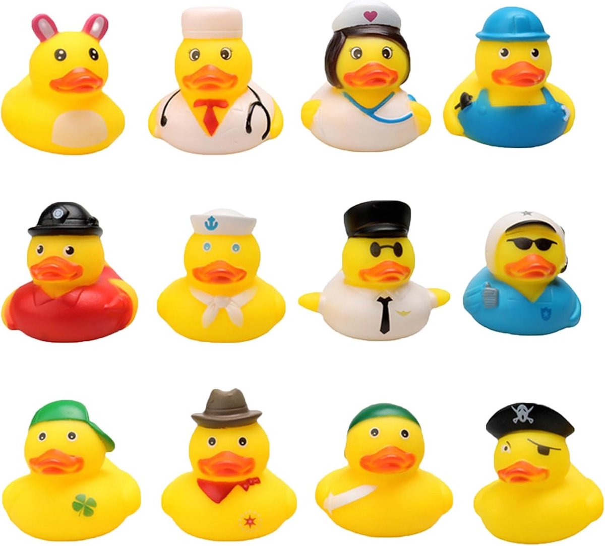Badspeelgoed voor baby's, rubberen eend, speelgoed, rubber, waterspel, plezier, dieren, drijvend speelgoed, voor bad, babycadeau, 12 stuks