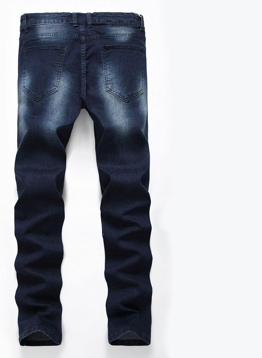 Jeans voor heren, slim fit, rechte pijpen, retro, hiphop, Donkerblauw, 28