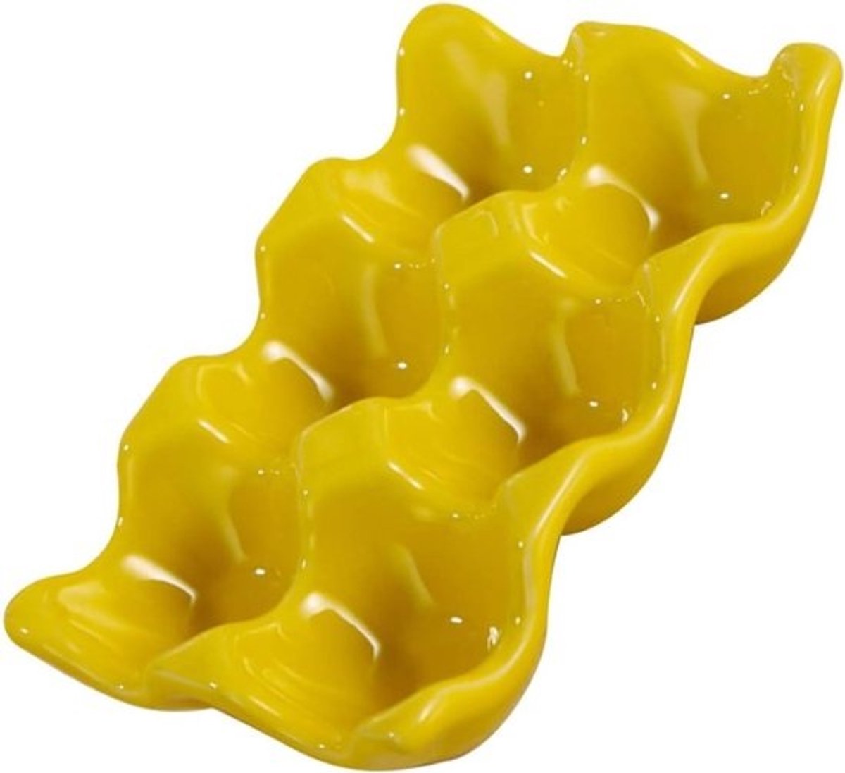 Eierrekje Keramiek - Eierhouder Display - Keuken Organiseren - Gladde Randen Bramenloos - 14 x 9.5 x 3 cm - Geel