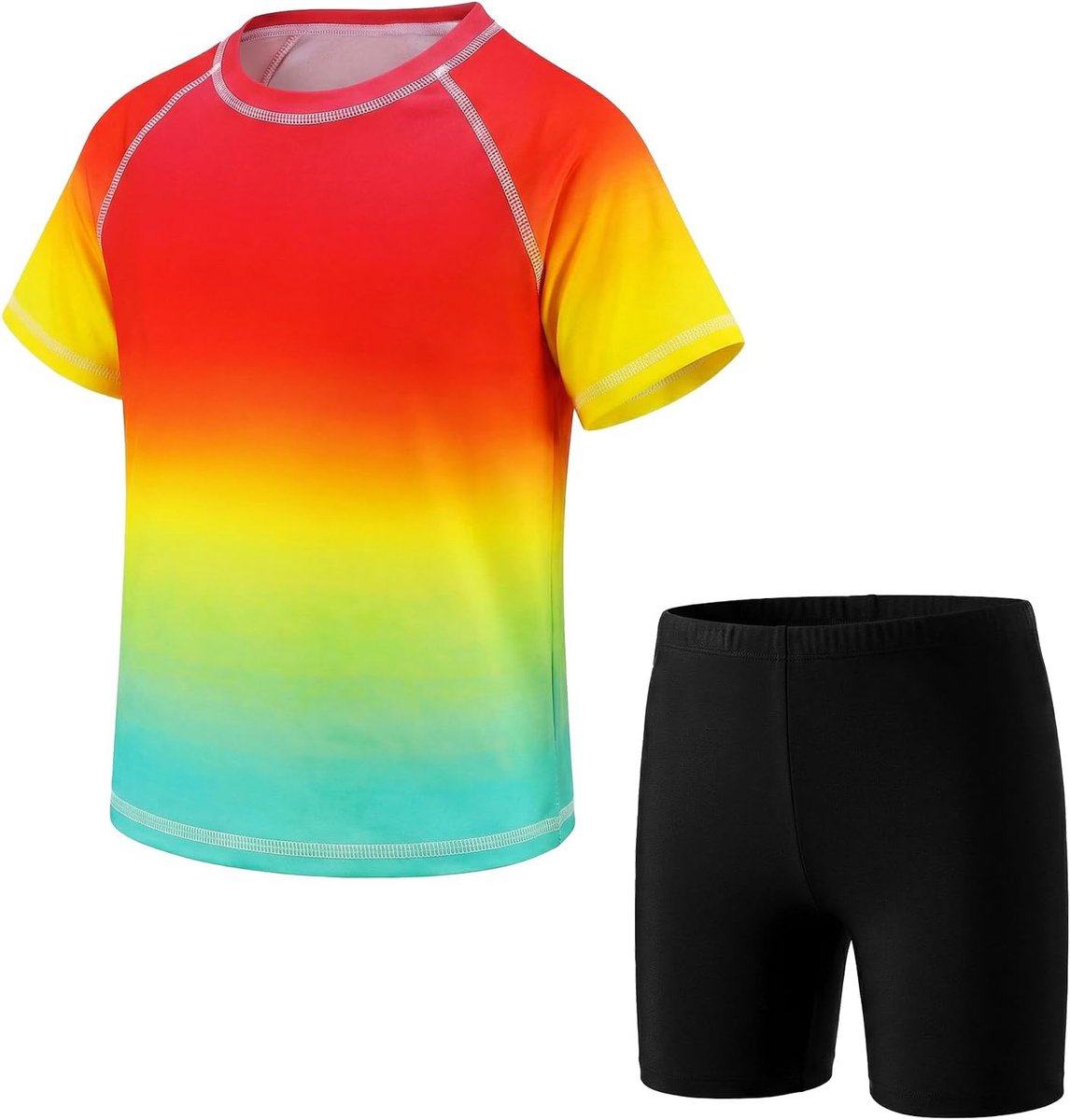 Jongens Kinderzwemkleding Tweedelig Rashguard Shirt & Zwembroek Ademend Zwempak Zwemkleding UV-Bescherming Korte Mouwen Zwemshort Set Zomer Strand Zwemset voor Kinderen 3-11 Jaar