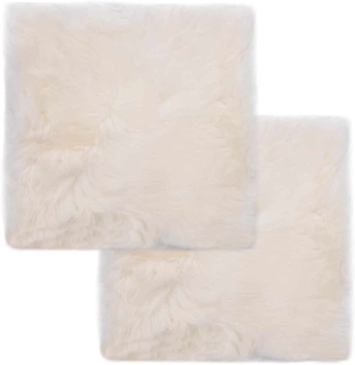 2 stuks zitkussens van echt schapenvacht, wit, 40 x 40 cm, met antislip onderkant voor stoelen en banken, zachte kussens creëren een luxe sfeer
