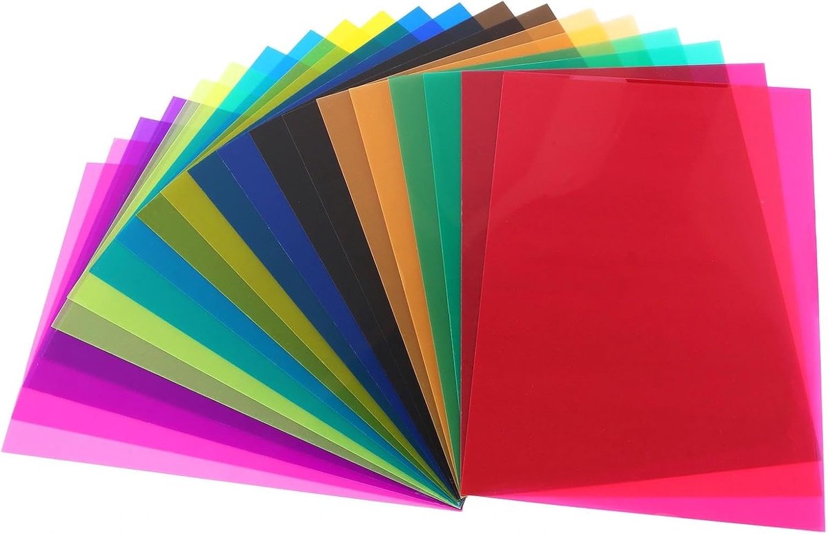20 stuks kleurcorrectie gel lichtfilter kleurcorrectie gelfolie 10 kleuren A4
