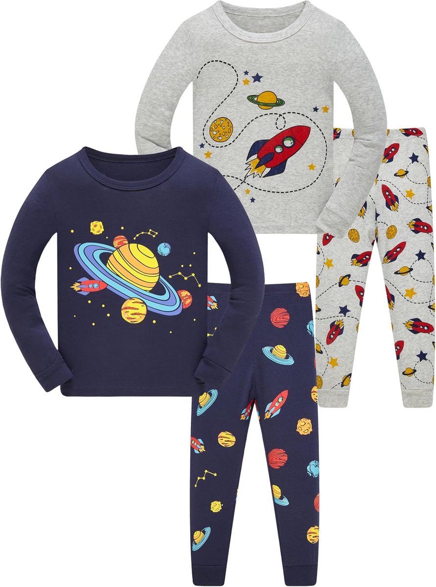 Set pyjama 100% katoen PJs lange mouwen korte mouwen nachtkleding 2-12 jaar