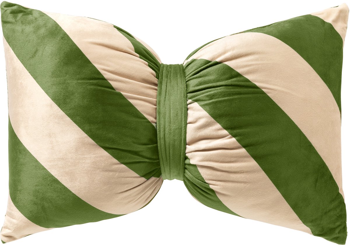 JINGLE-PILLOW - sierkussen 30x50 cm - strikvorm - gestreept - Bronze Green - groen, beige