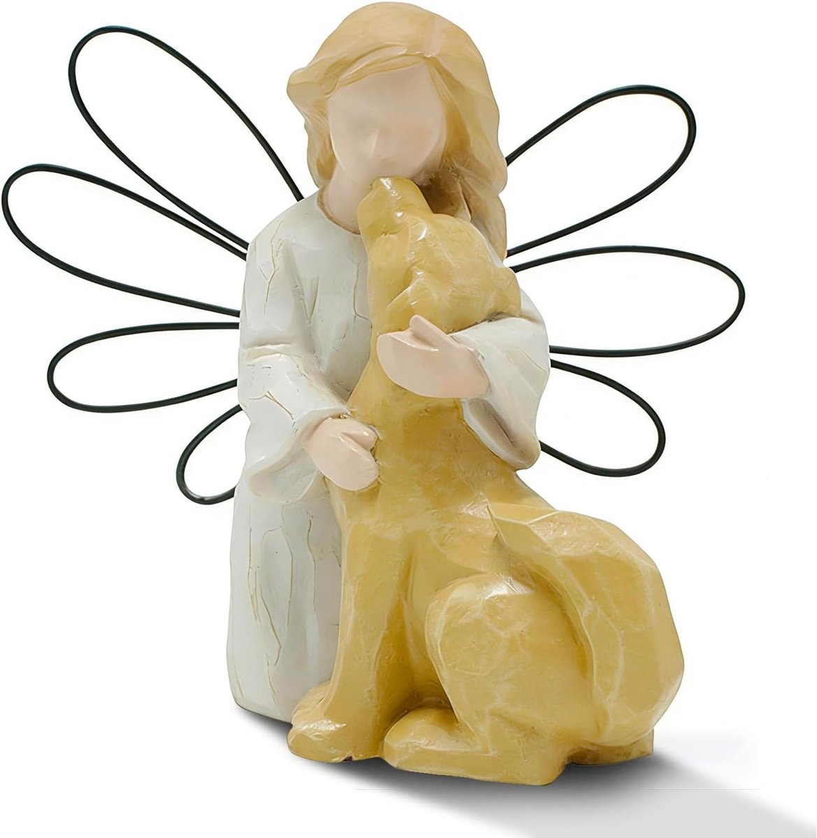 beschermengel figuur, beschermengel, decoratie van kunsthars, engel omarmt een hond een cadeau voor vrienden, collega's, familie of geliefden